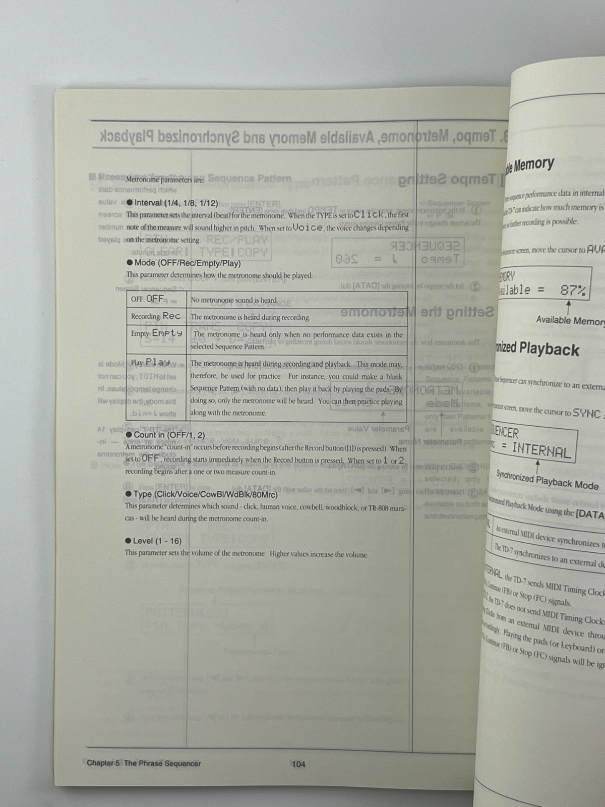 Roland TD-7 Midi Drum Module Original Owner's Manual Book