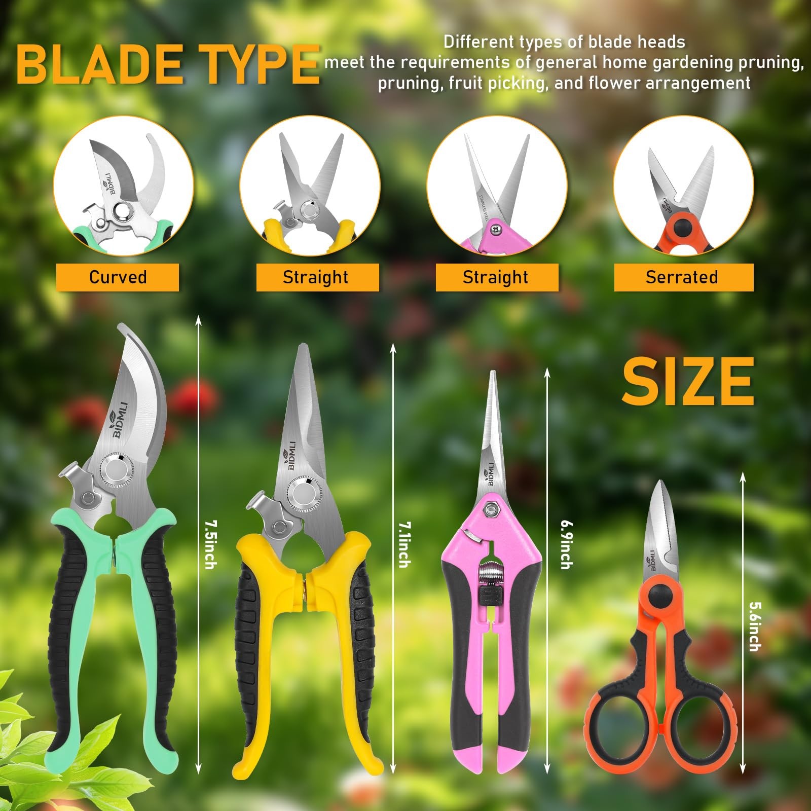 4-Pack Multifunctional Garden Scissors Set-BIDMLI Moderate, Multicolor-set 2