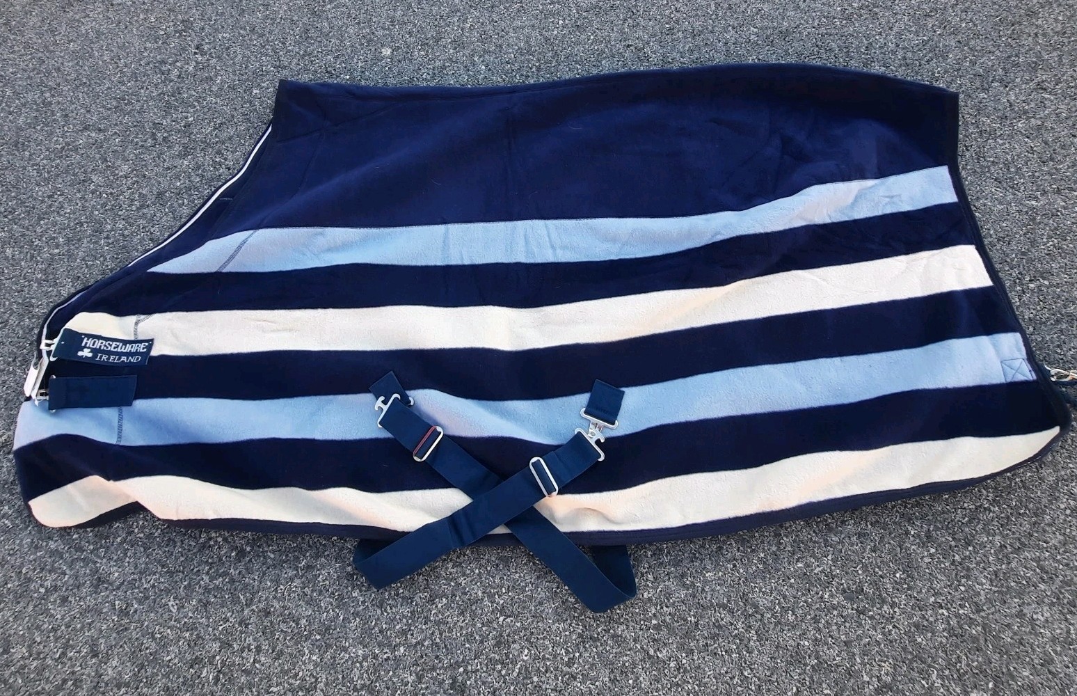 NWT Rambo Horseware Pony Size 66 Deluxe Fleece Cooler Navy Blue Whitney Stripe