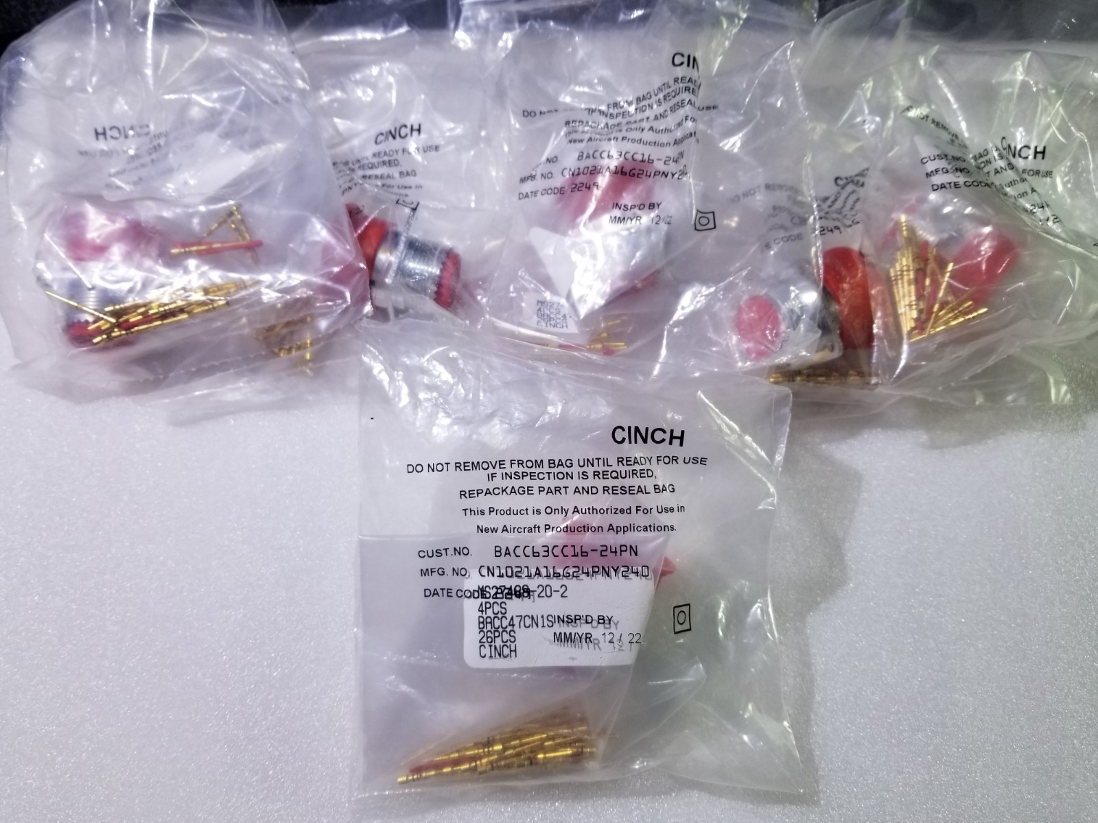 1 PC Cinch Mil Spec Connector CN1021A16G24PNY240 Gold Contacts New