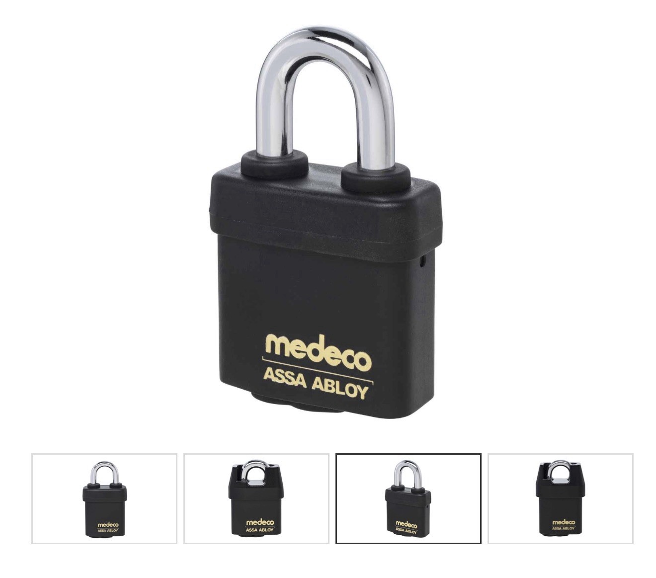 (90) Medeco 54515L0 High Security Rekeyable Keyed Padlock, Black Steel, L