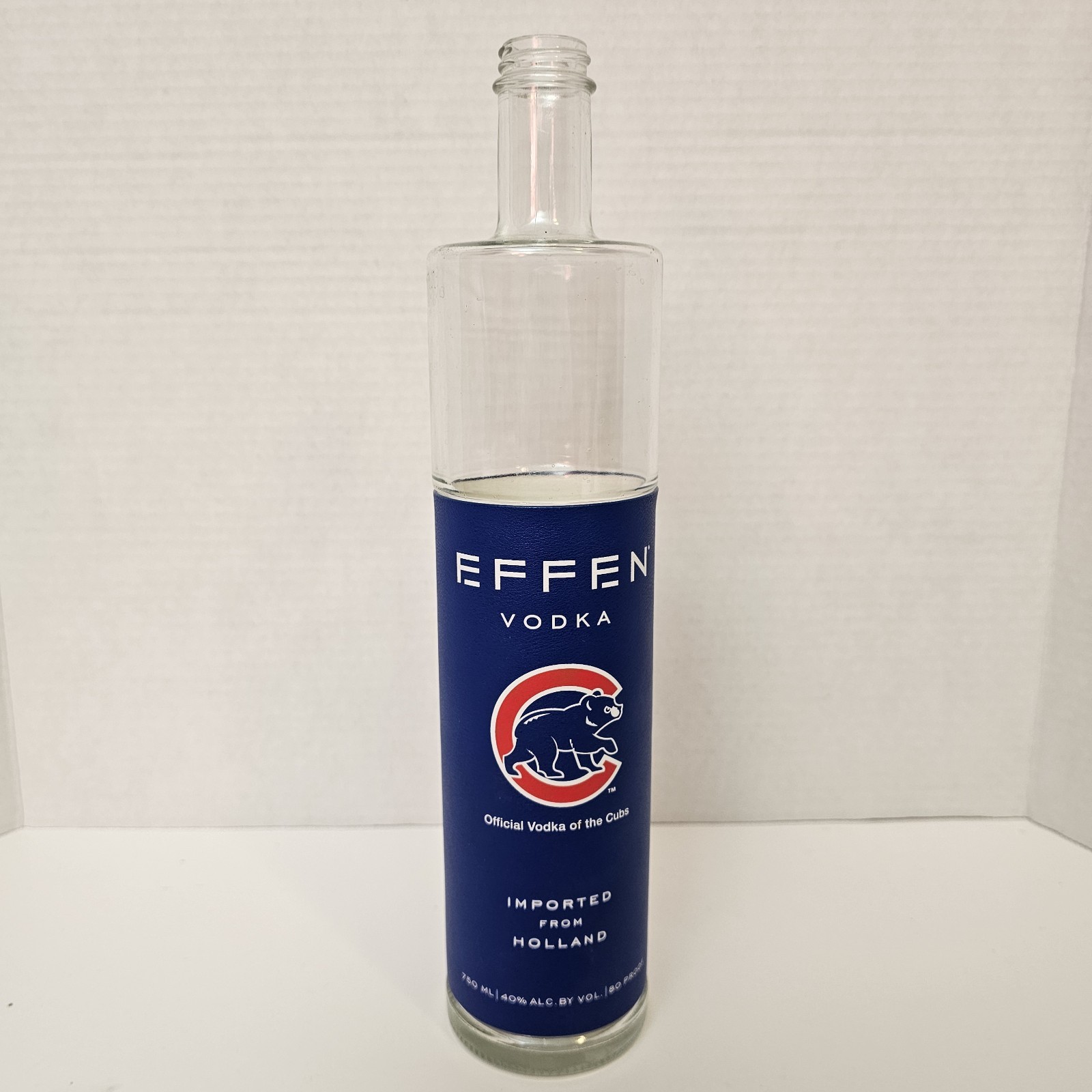 Empty Effen Vodka Chicago Cubs Bottle 750ml Bar Decor Man Cave Collectible