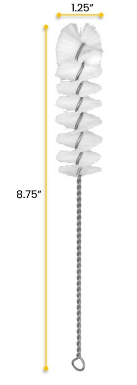 Nylon Cleaning Brush, 8.75" - Fan Shaped End - 1.25" Diameter - Eisco Labs