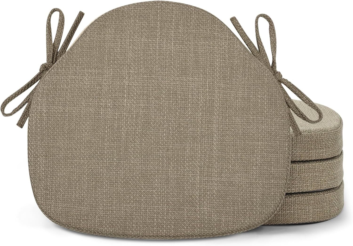 Set of 4 dining room chair cushions with ties and textured covers, 4-piece set