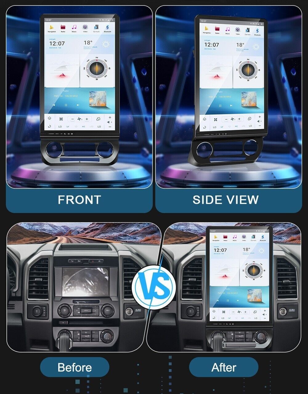16.8'' Car Stereo Radio Auto Android Carplay 8+128GB For 2015-2021 Ford F-150