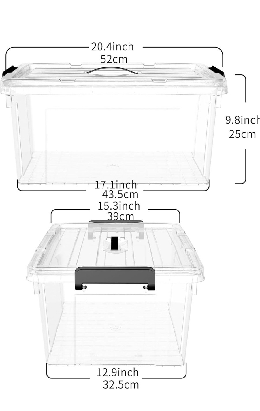 Cetomo Plastic Storage Bin 6PACK Organizing Container w/Lid and Secure Latching