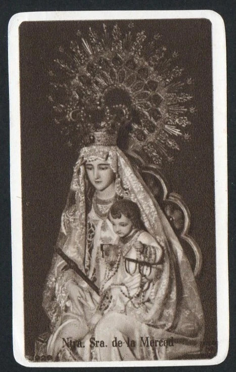 Holy card antique of Virgin de la Merced santino image pieuses estampa