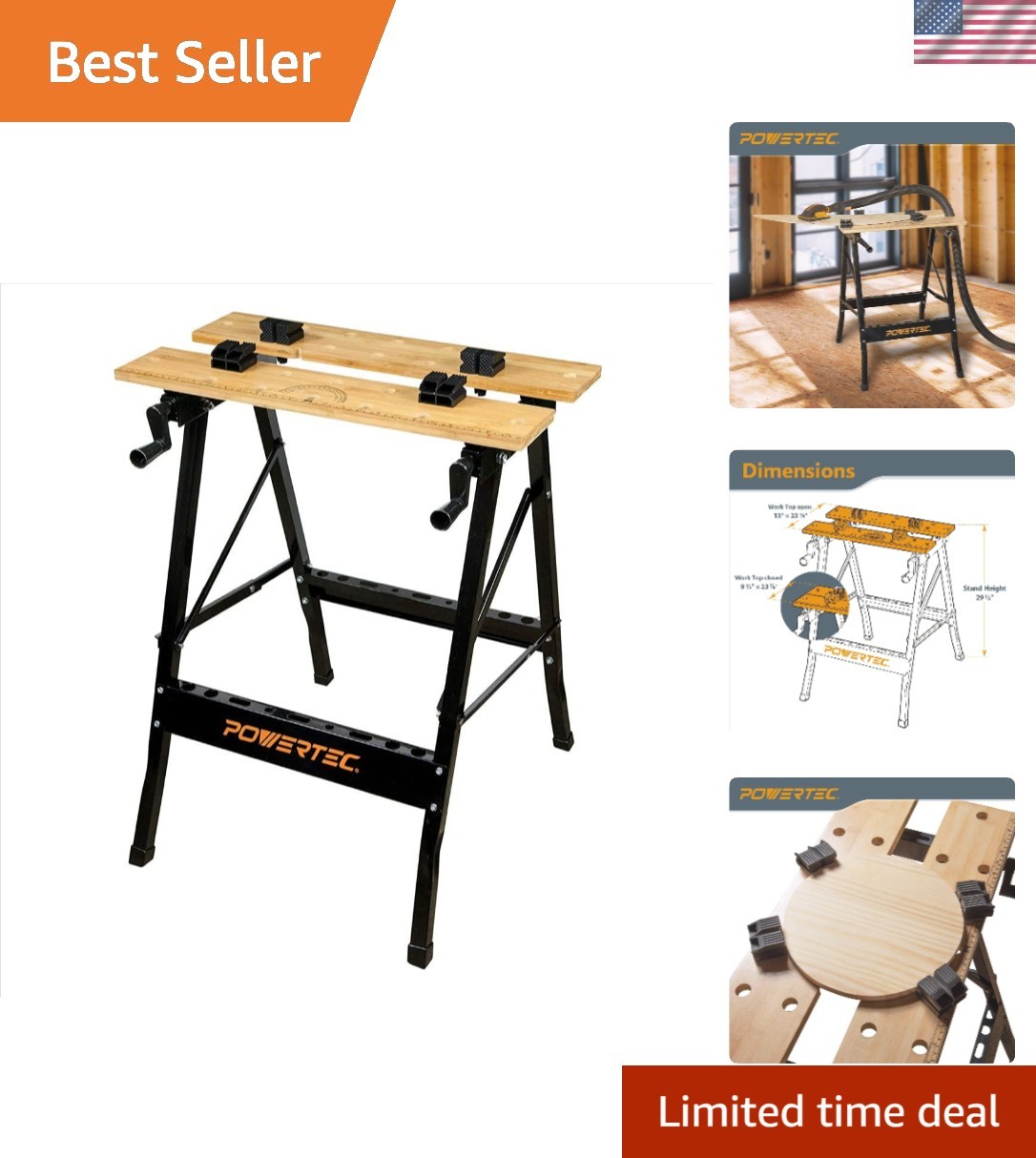 Portable Bamboo Workbench with Vise & Protractor Scale - Ideal for Woodworking