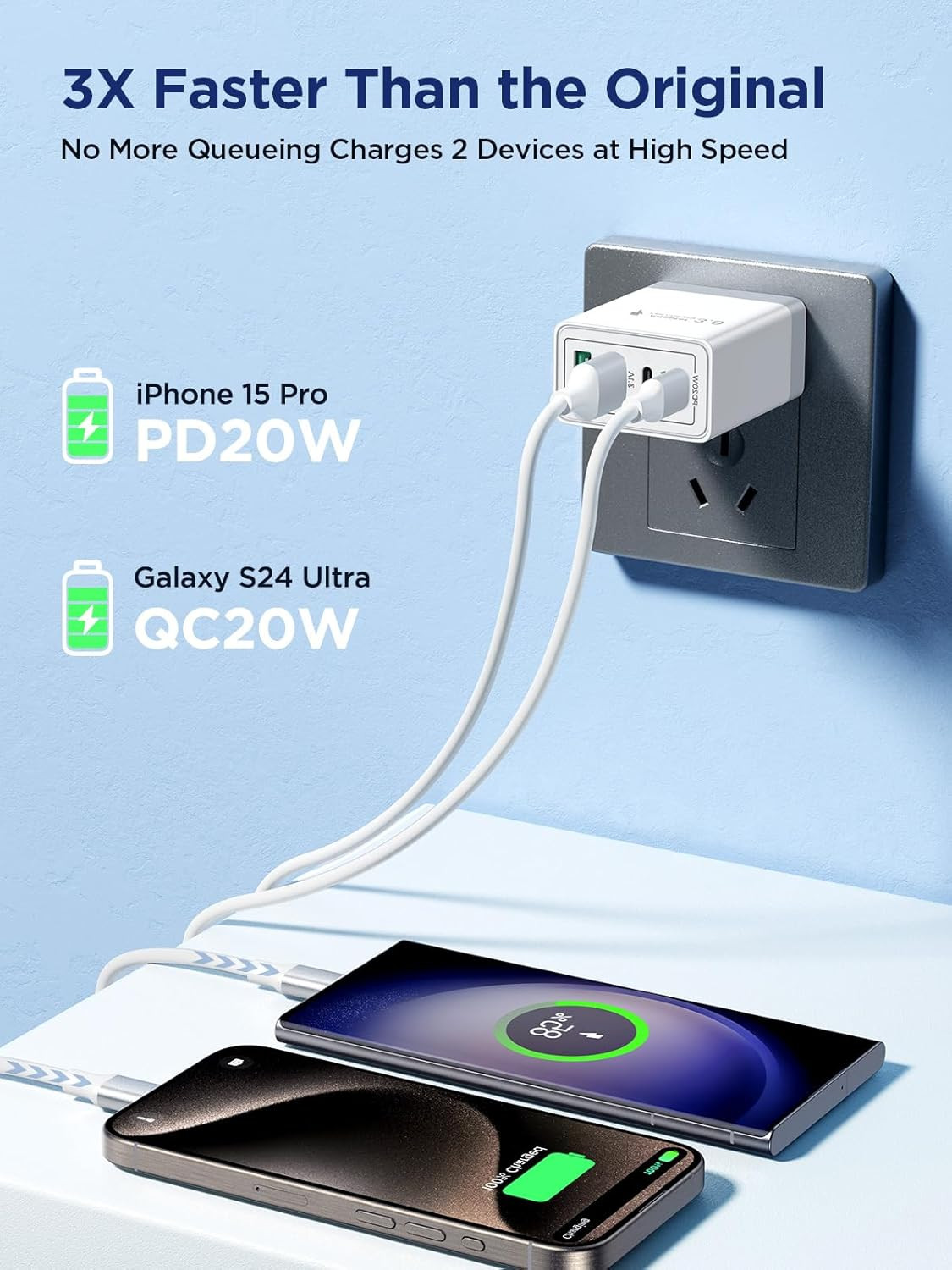 [2-Pack] USB C Charger Block, 40W Fast Charging Block Type C Charging Blocks 4-P
