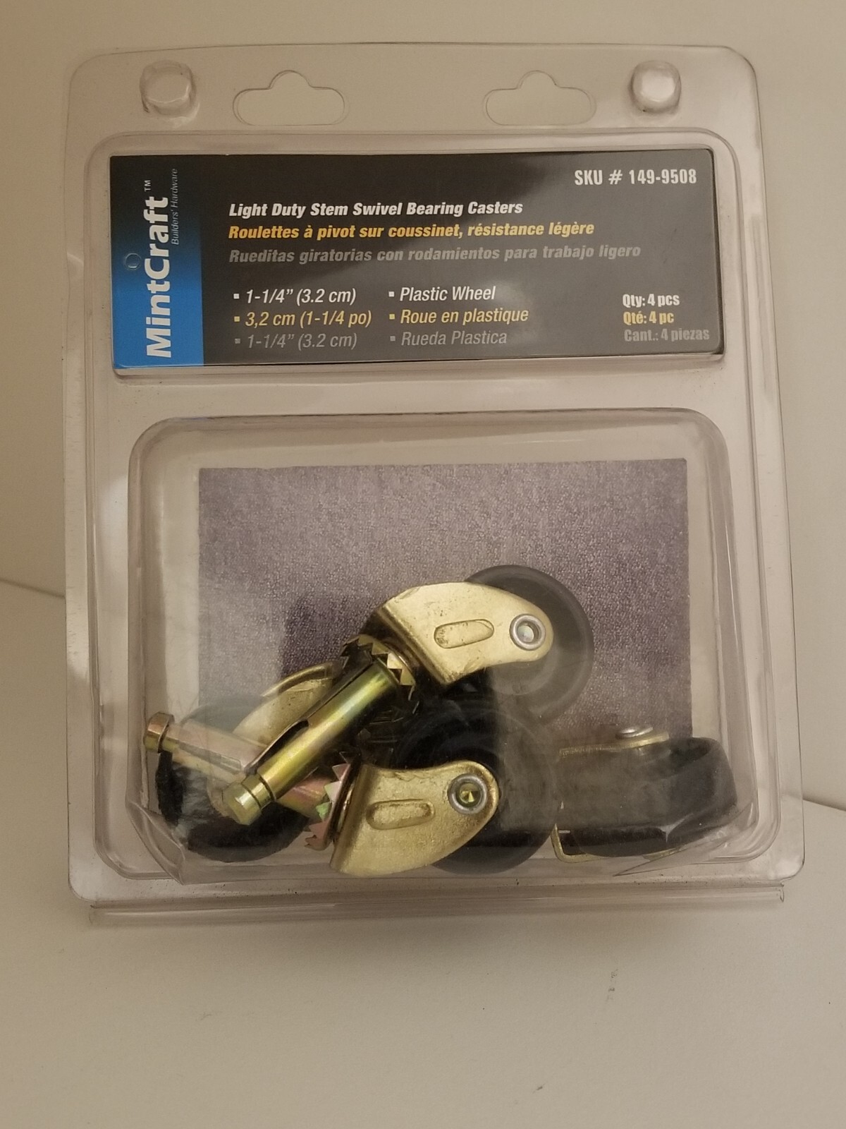Mint Craft 1- 1/4" 32cm Light Duty Stem Swivel Bearing Casters 4 pc #149-9508
