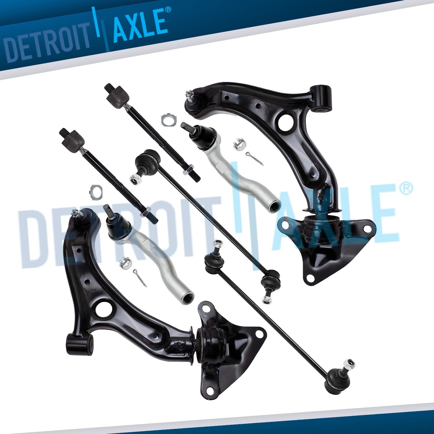 Front Lower Control Arms Inner Outer Tie Rods Sway Bars for 2009-2013 Honda Fit
