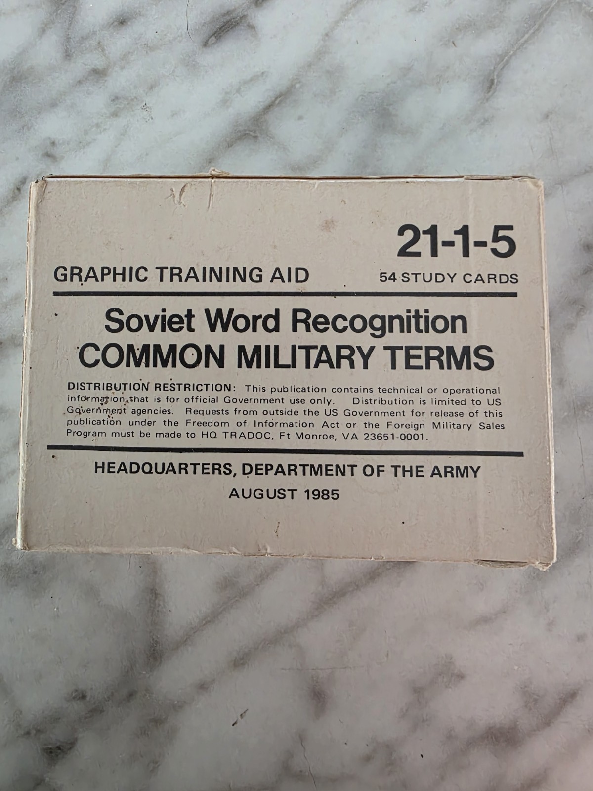 Vintage 1985 US Army Soviet Military Terms Flash Cards GTA 21-1-5 SEALED Cold...
