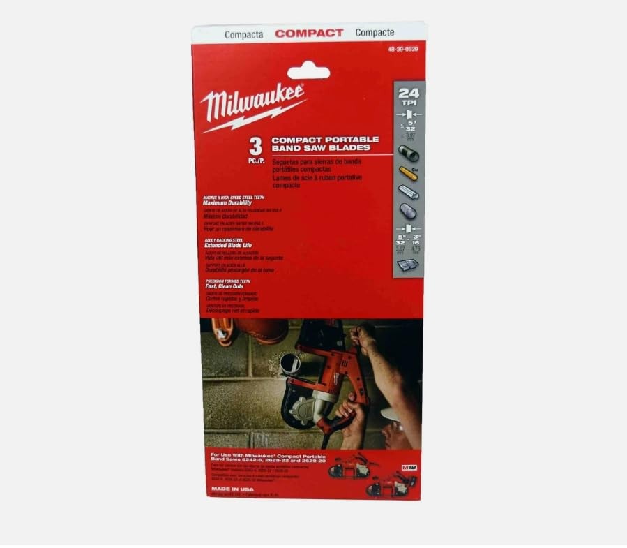 Milwaukee 48-39-0539 Compact Band Saw Blade 35-3/8" 24TPI, 3Pk