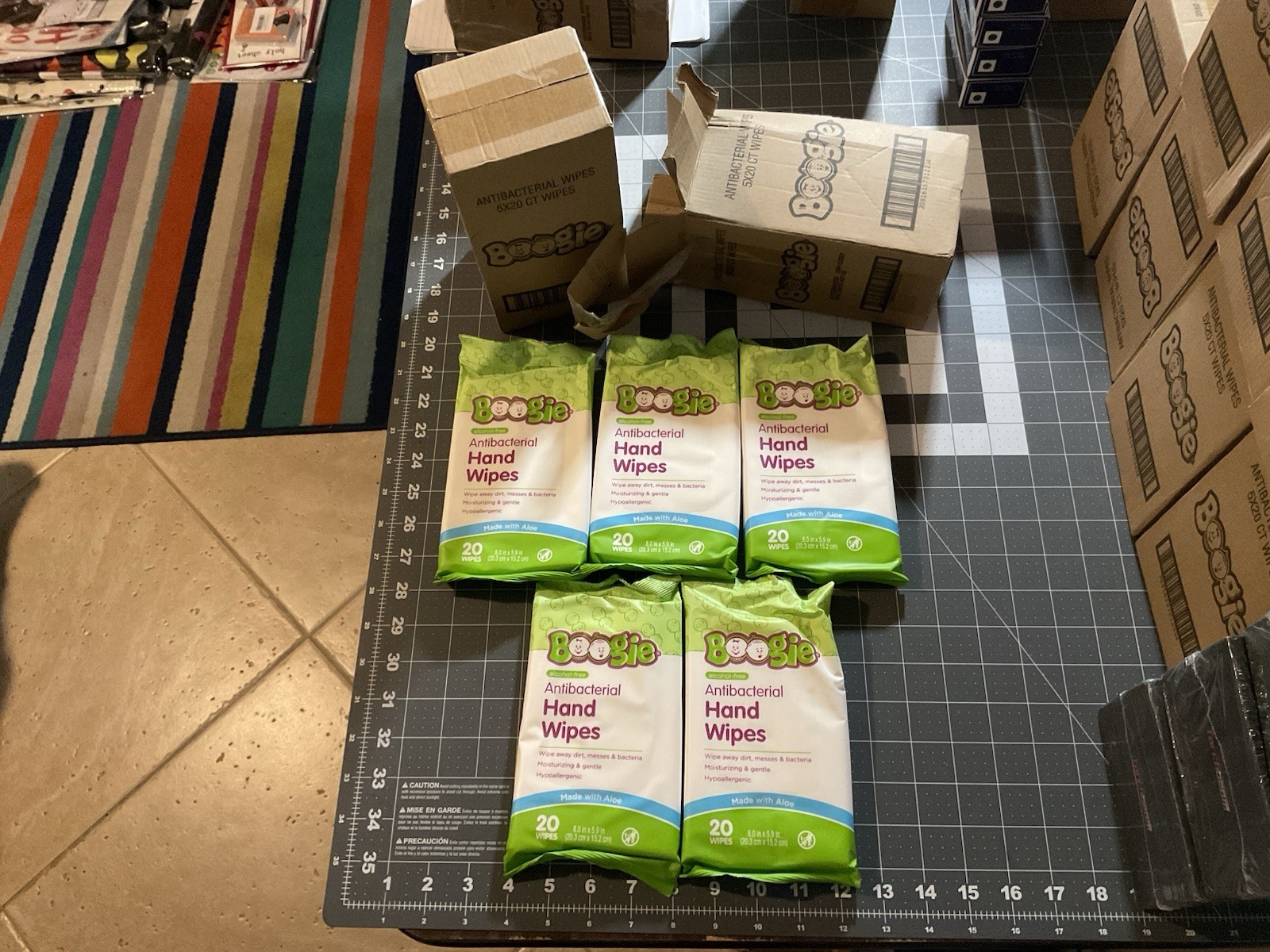 200 Boogie Alcohol-Free Antibacterial Hand Wipes, 20ct Per Pack Lot of 10