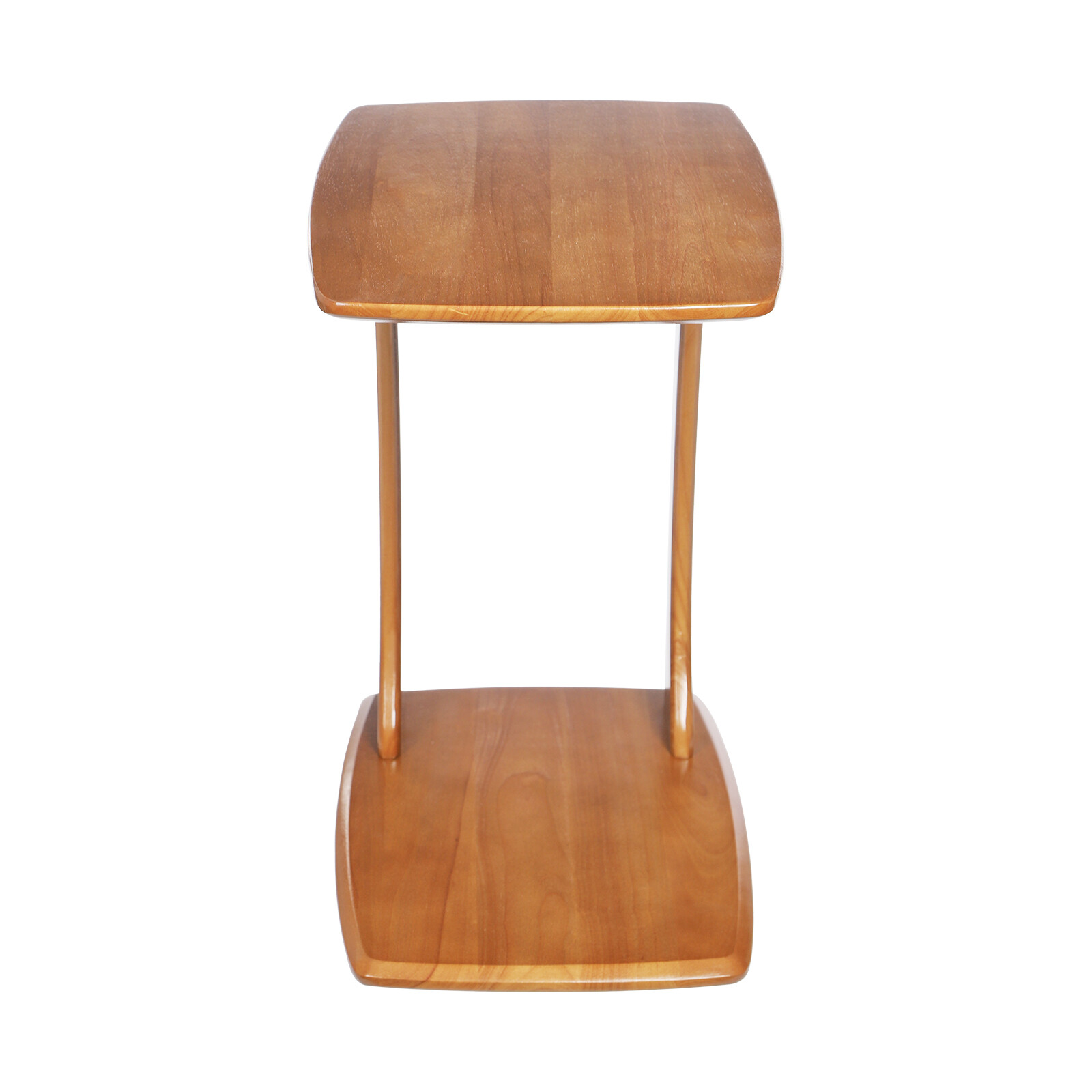 C-Shaped Side Table Floor Standing Solid Wood End Table With Wheels 24.8 inches