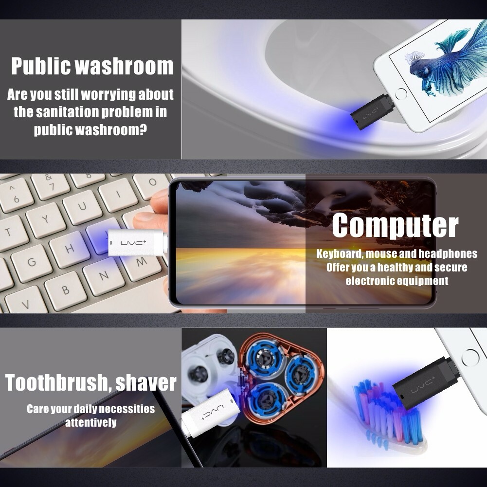 UV Sterilization UVC Germicidal lamp for iphone + android