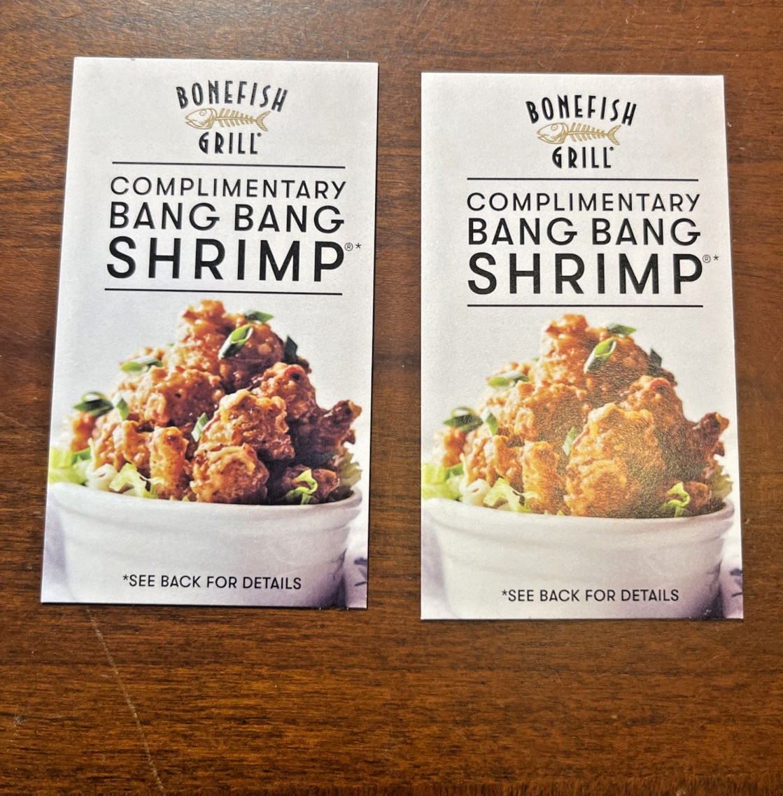 BONEFISH GRILL Free Appetizer (lot of 2) valued at $30 Get 2 free appetizers!