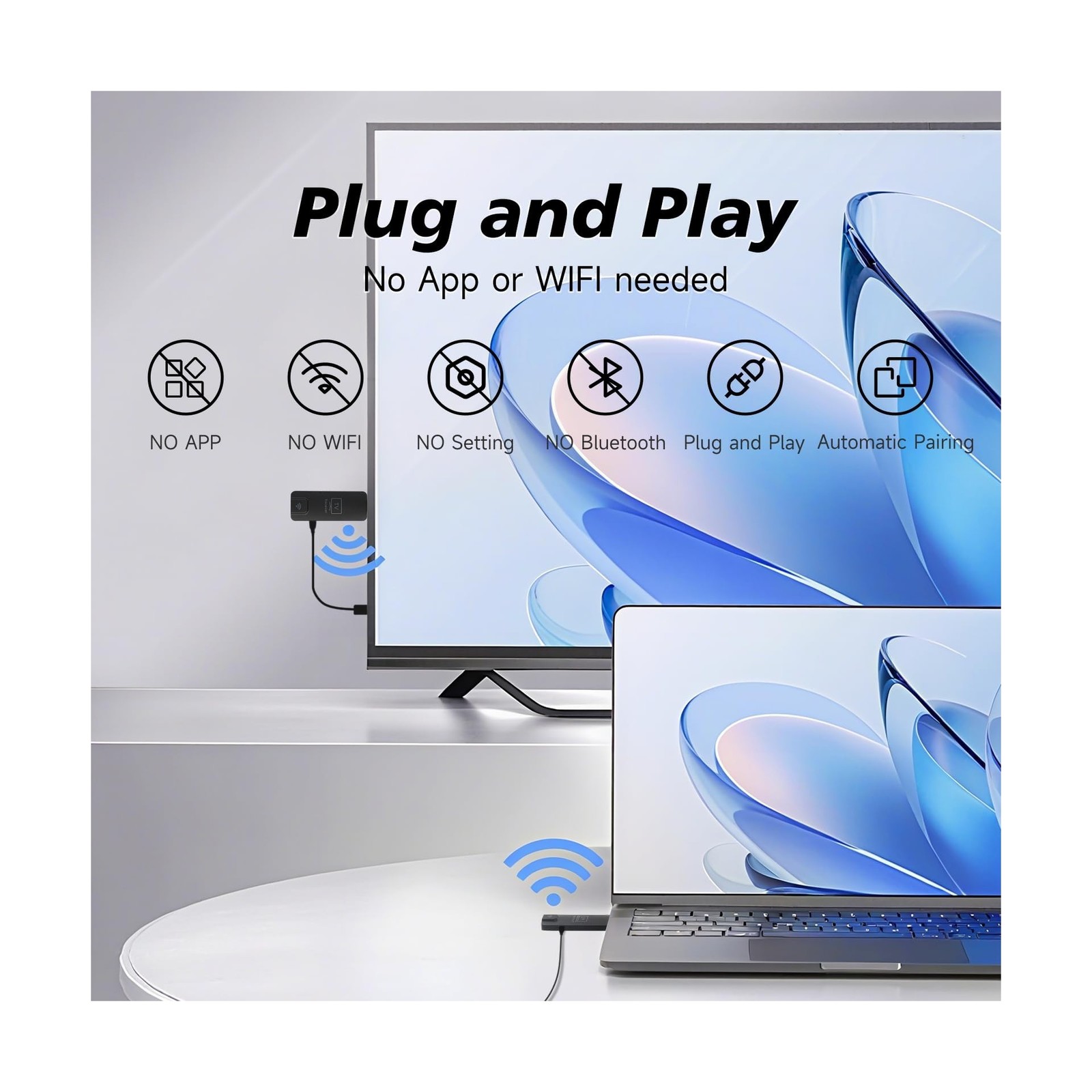 Wireless HDMI Transmitter and Receiver 328FT/100M,5.8G/2.4G Display Adapter D...