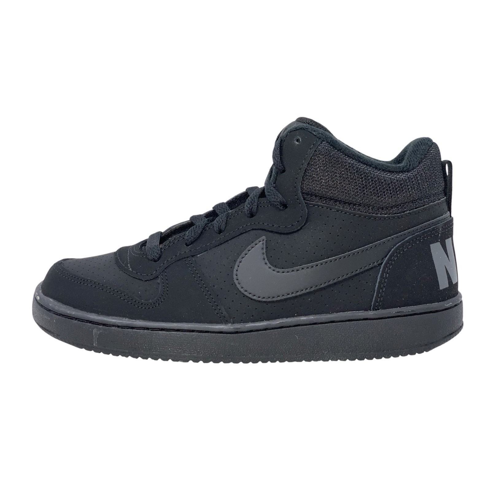 Nike Court Borough Mid Triple Black Sneakers, Size 6Y / 7.5W BNIB 839977-001