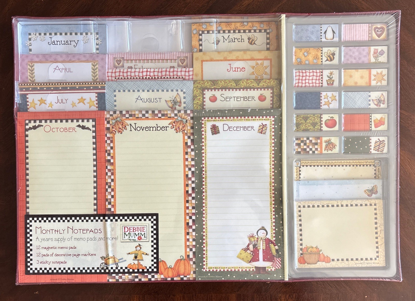 New Vintage 2010 Debbie Mumm Seasonal Monthly Notepads Set-Cute!