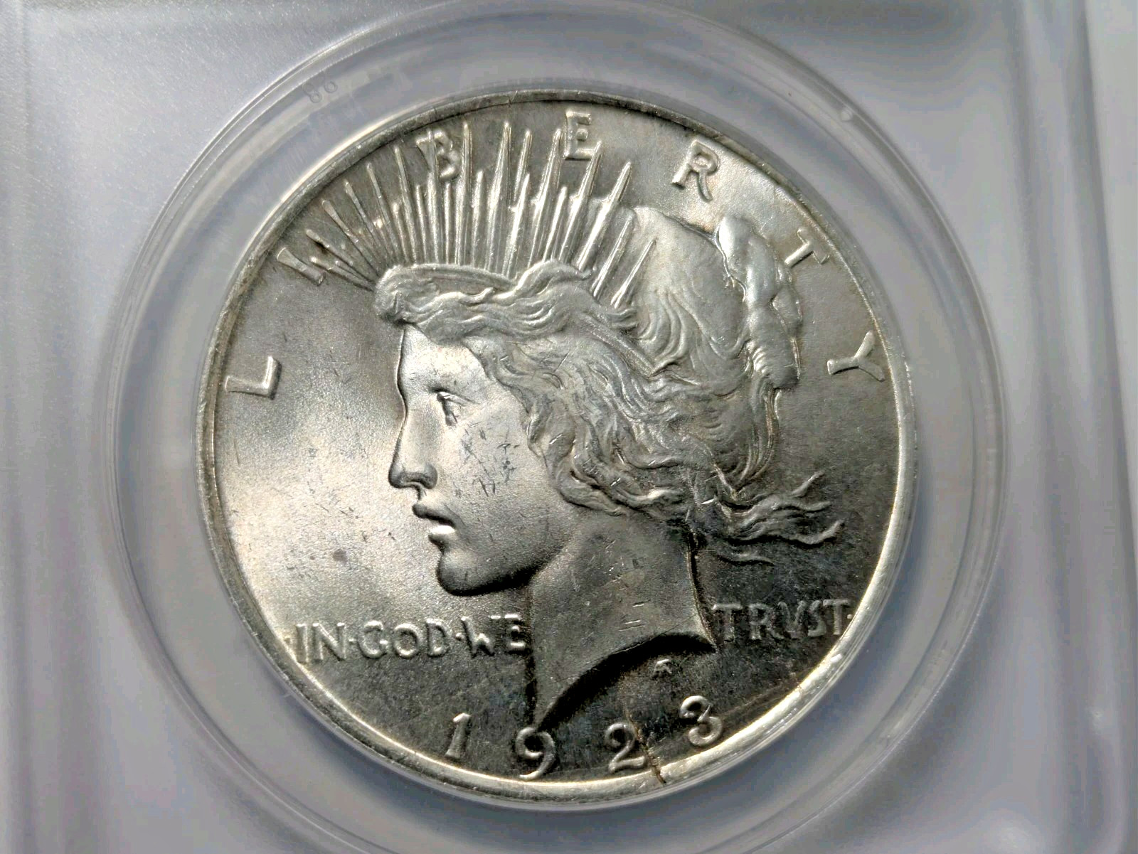 1923 Peace Silver Dollar ANACS MS-63 Struck on Cracked Blank Planchet Mint Error