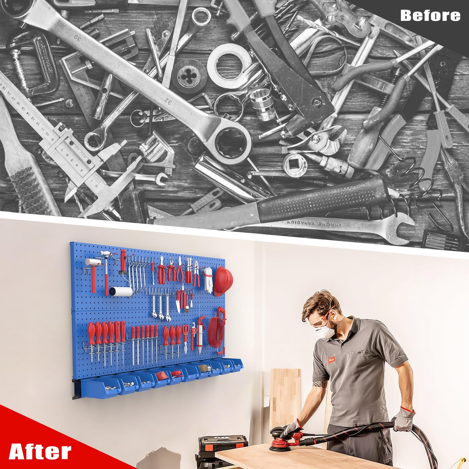 Pegboard Wall Organizer Blue Metal Peg Board Panels Garage Storage System With H