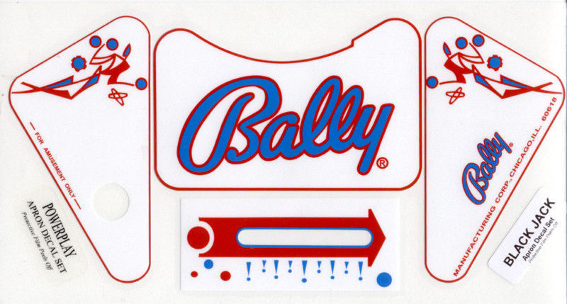 Black Jack Pinball Machine APRON DECAL SET