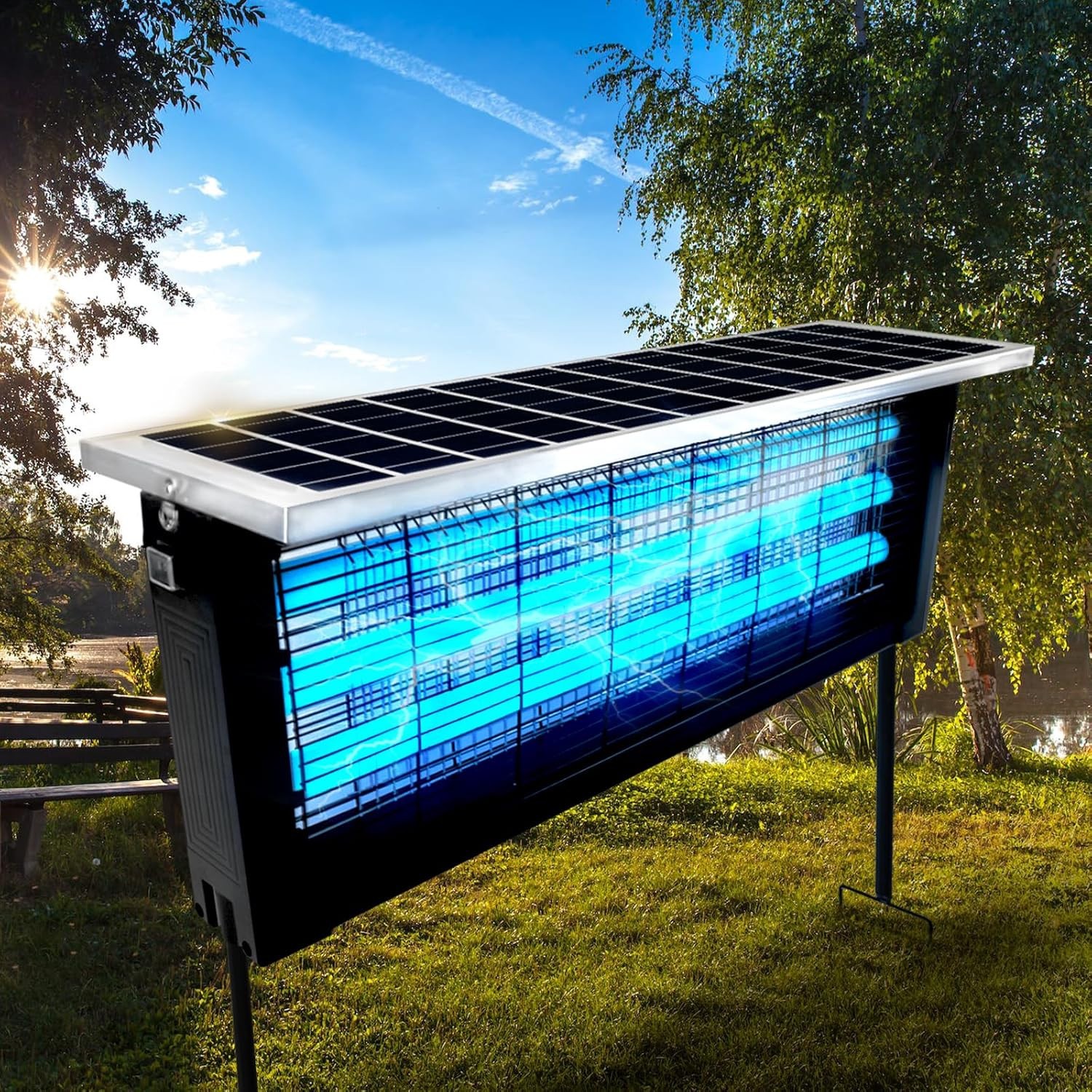 Powerful Large Solar Bug Zapper Outdoor for 4000 Sq.Ft, Rechargeable Mosquito Za