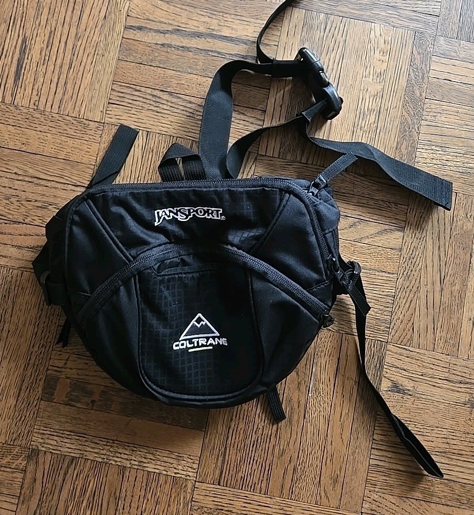 vintage Jan Sport Coltrane Body Bag Waist Bag Logo Embroidery Black JS00TVW0