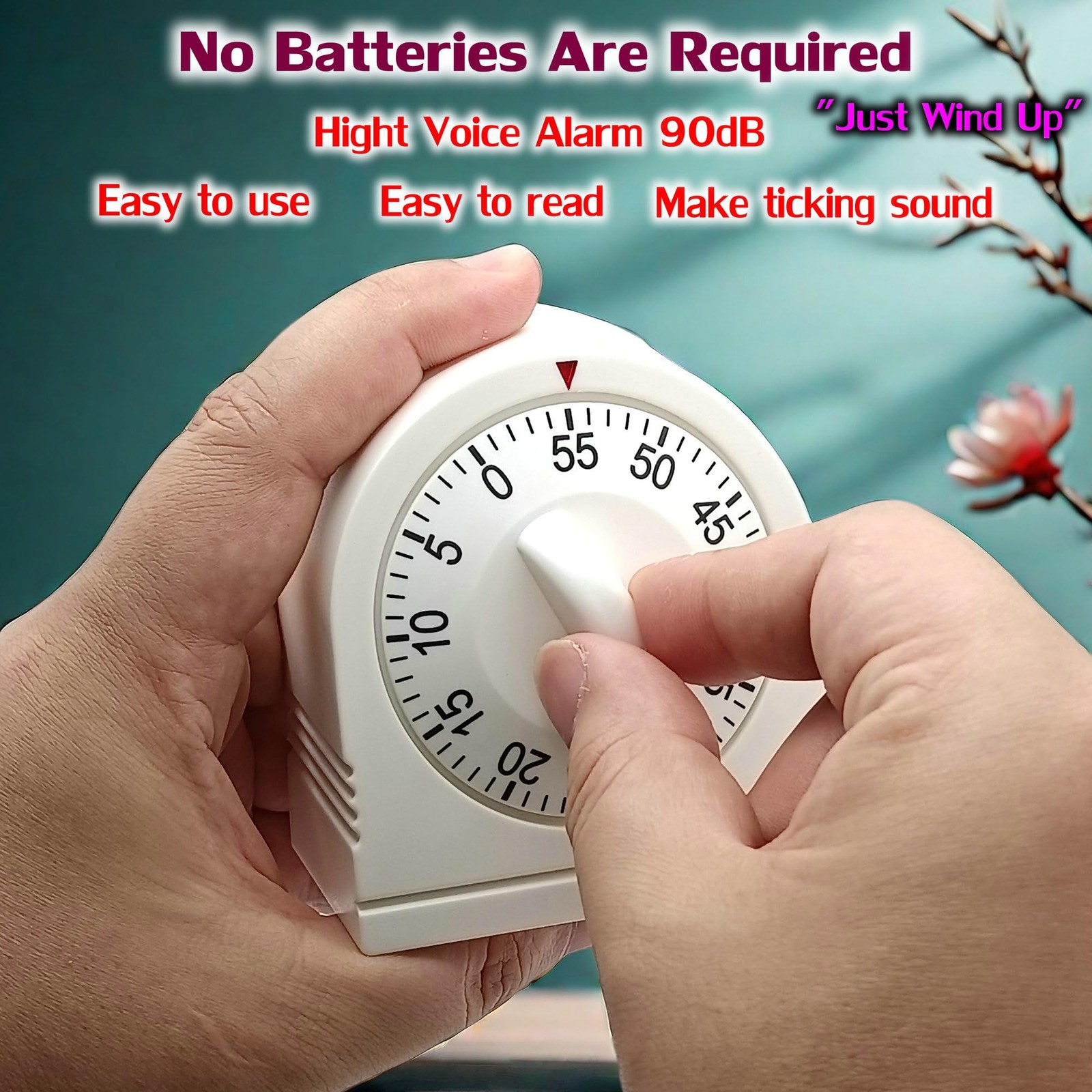 60 Minute Wind Up Timer, Visual Mechanical Timer with Loud Alarm, Manual Coun...