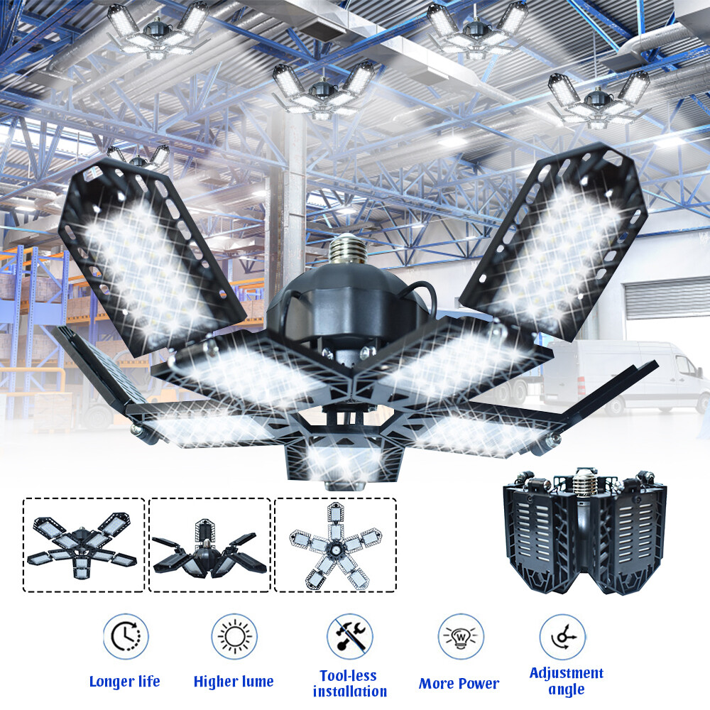 9000000LM LED Garage Light Super Bright Work Shop Ceiling Lights Deformable Bulb