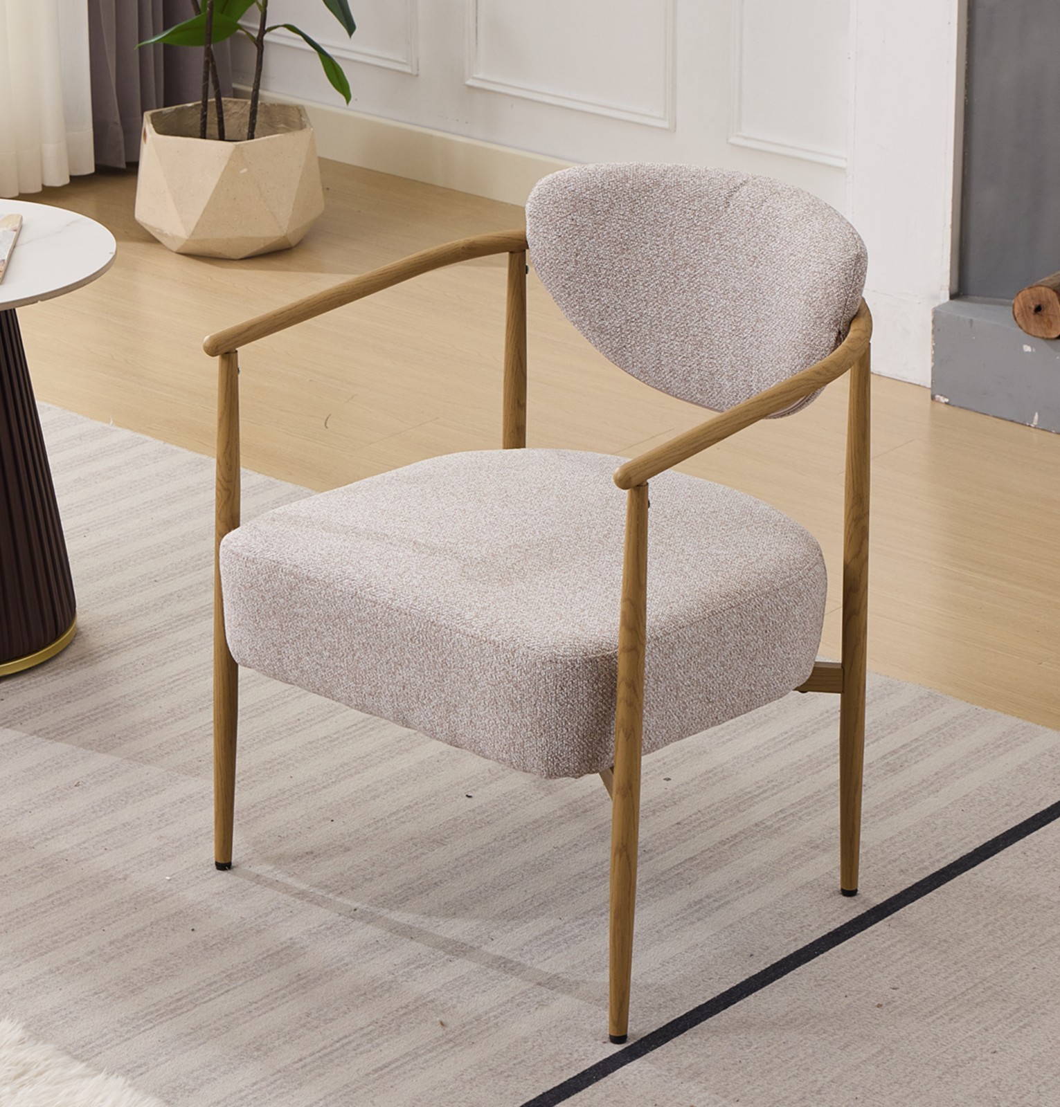 Soft Woven Fabric Chair Set with Foam & Metal Frame