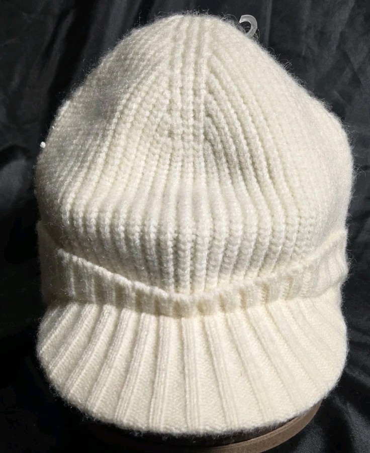 Golovejoy Brixton Ivory Knit Beanie Ribbed Cuff Warm Winter Hat Brim