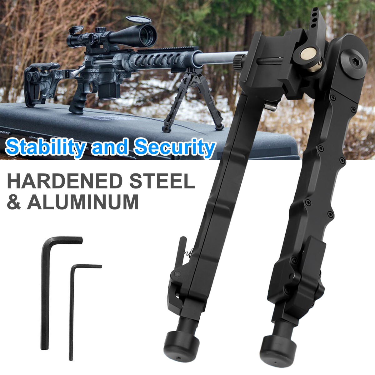 V9 Adjustable Rifle Bipod 7.5''-9''QD Tactical Picatinny Rail Flat Shoot Hunting