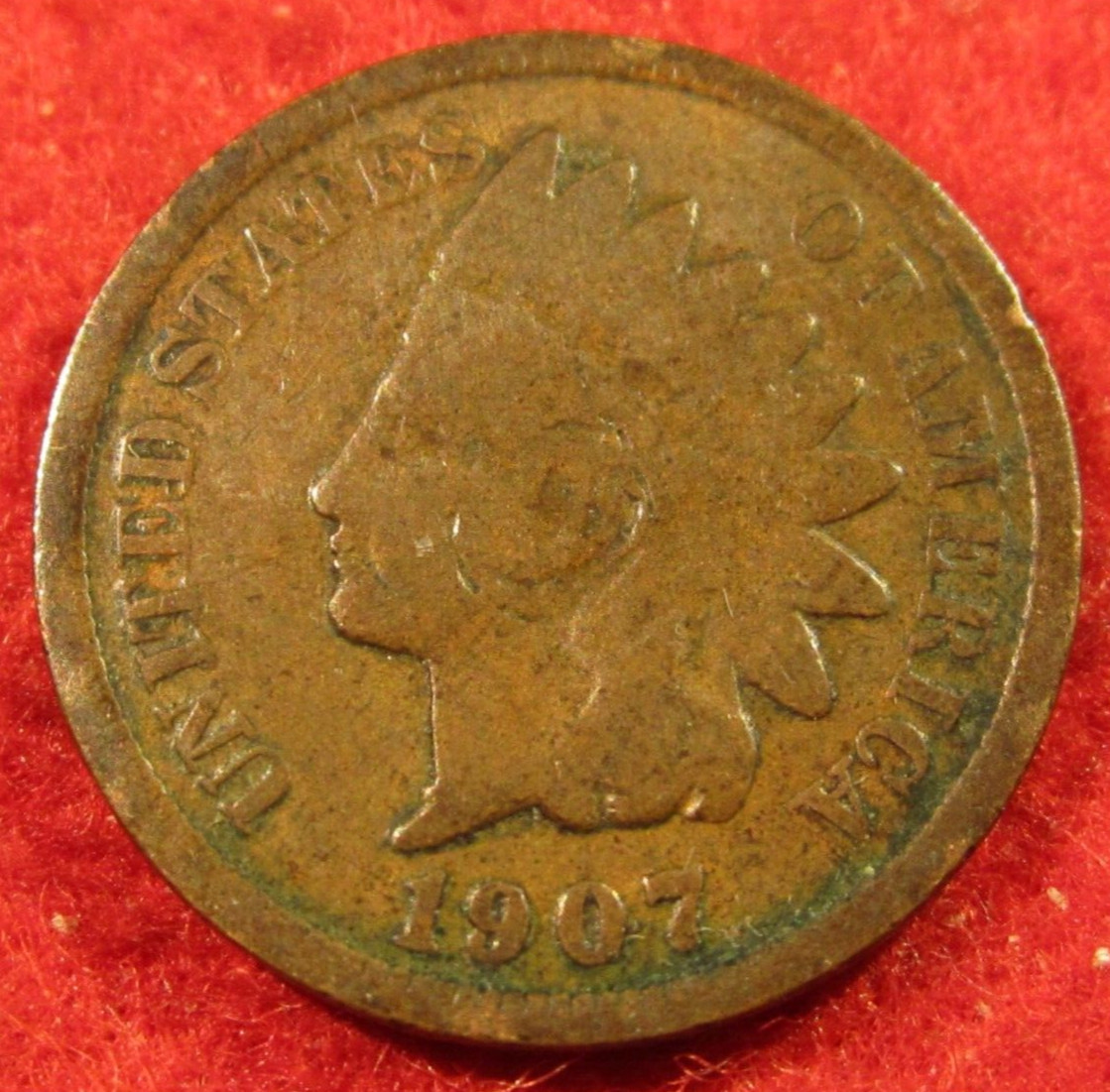 1907 Indian Head Cent/Penny - G Good to VG Very Good - Actual Coin A9