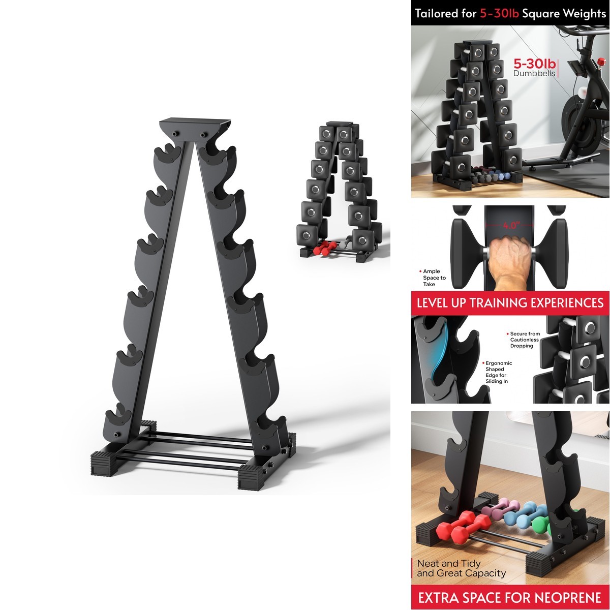 Crostice Dumbbell Rack Stand Only, Compatible Peloton Weights, Ergonomic Weight