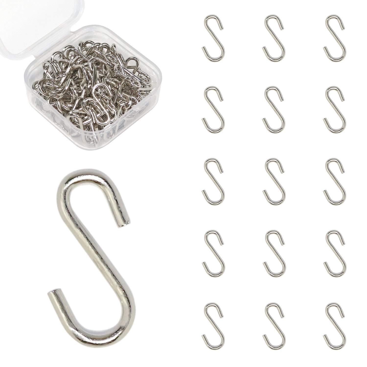 Mini S Hooks Connectors S Shaped Wire Hook Hangers 100pcs Hanging Hooks for D...