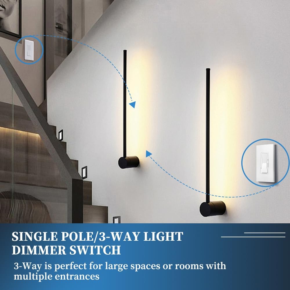 Dimmer Light Switch,Single Pole & 3 Way Dimmer Control,Full Range Dimming for...