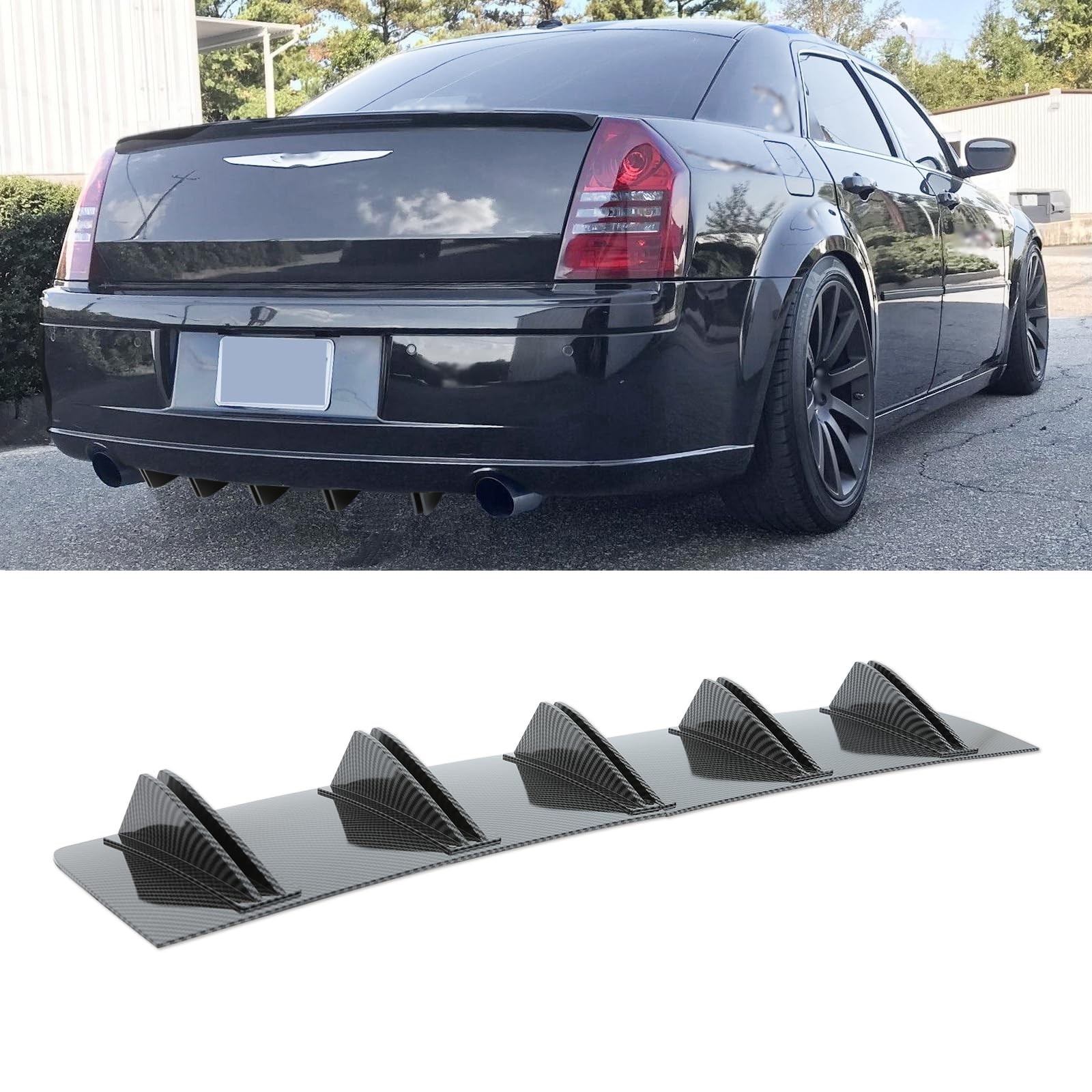 Universal Rear Diffuser Shark Fin 31inch ABS Car Rear Bumper Diffusers 5 Fins...