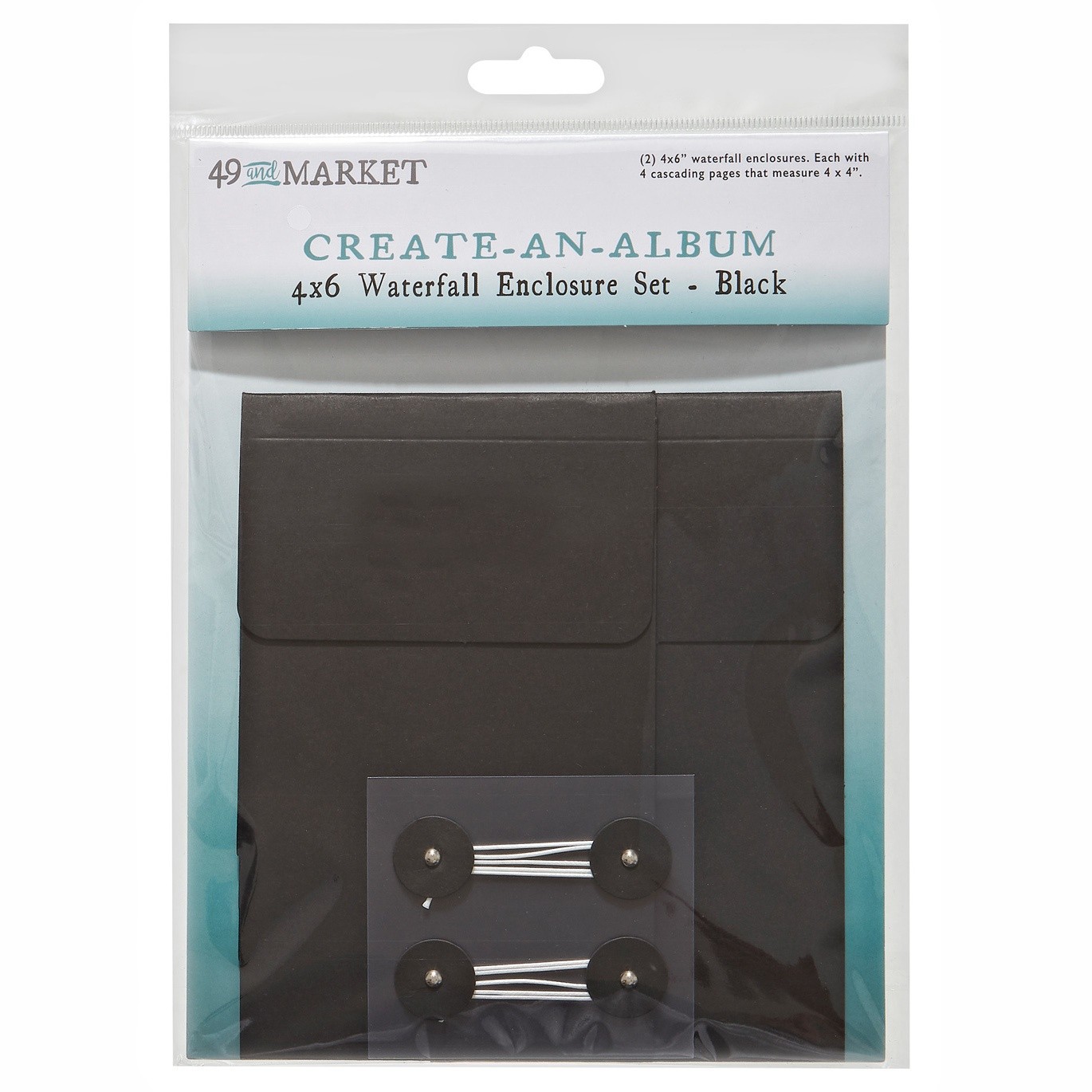 49 And Market Create-An-Album Waterfall Enclosure Set 4"X6"-Black