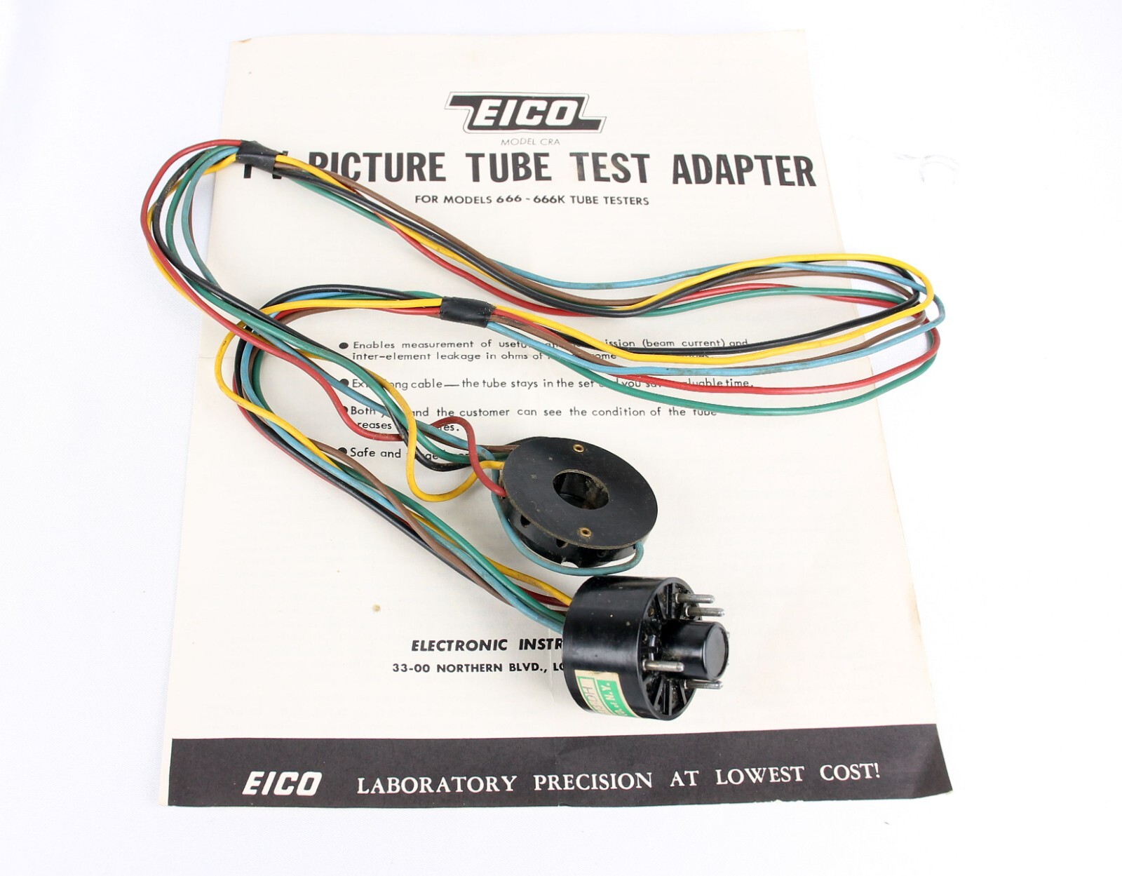 EICO TV Picture Tube Test Adapter Model CRA, w/Charts - For EICO 666/K Testers