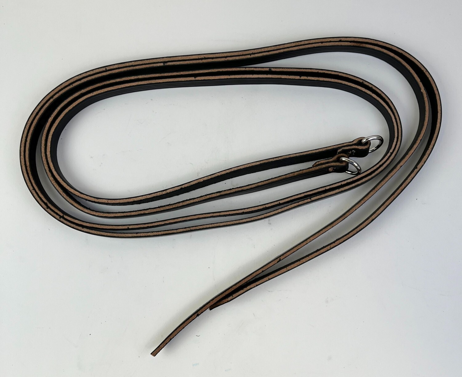 Genuine Leather Western Horse Split Reins 7 ft with Metal D ring Black 5/8"