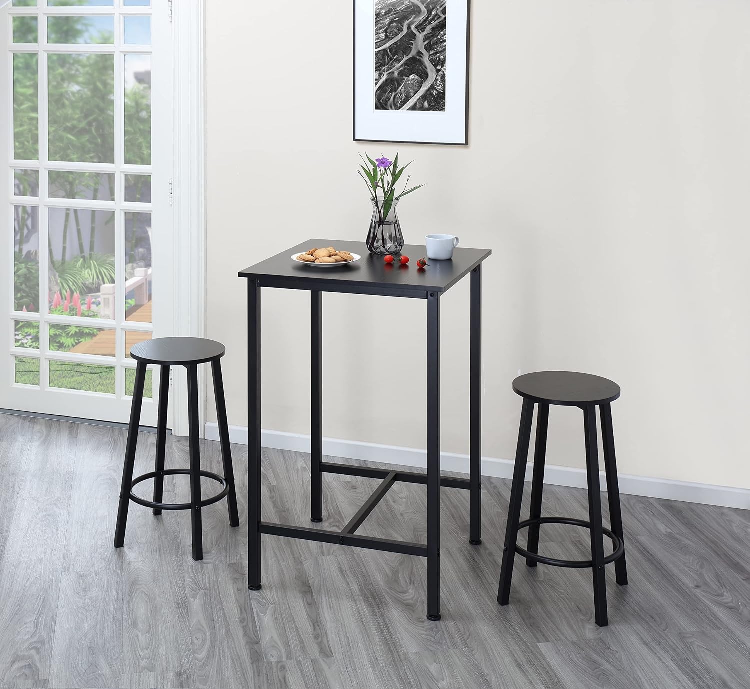 Bar Table Set 23.6" Pub Table High Top Table Square Bar Height Table Bar Table