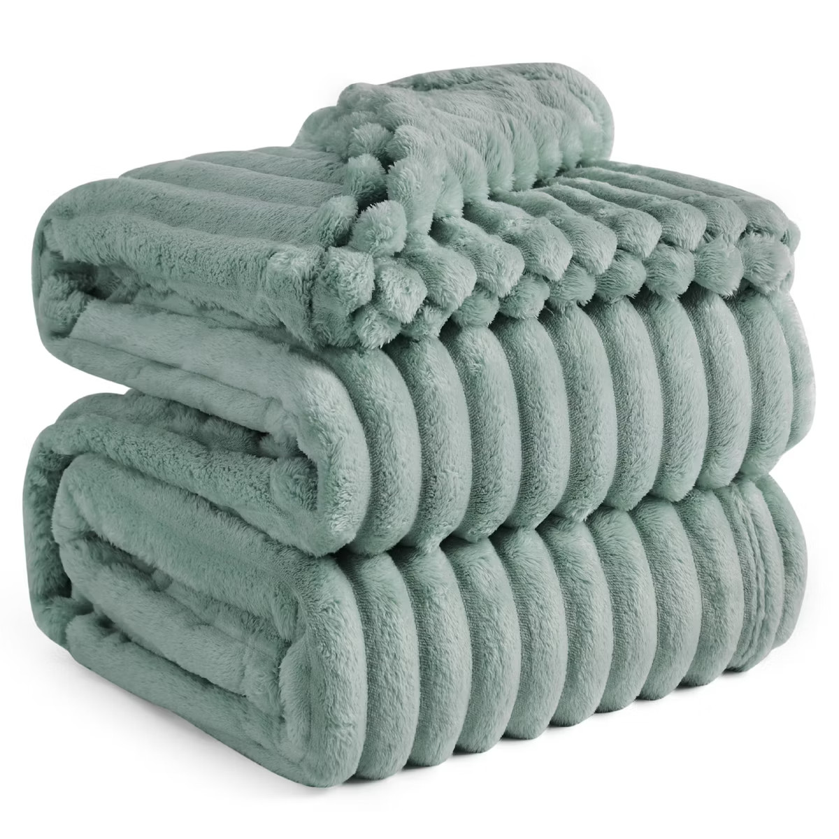 Bedsure Get Cozy Chunky Corduroy Throw Blanket 90"x90" Queen Light Sage Green
