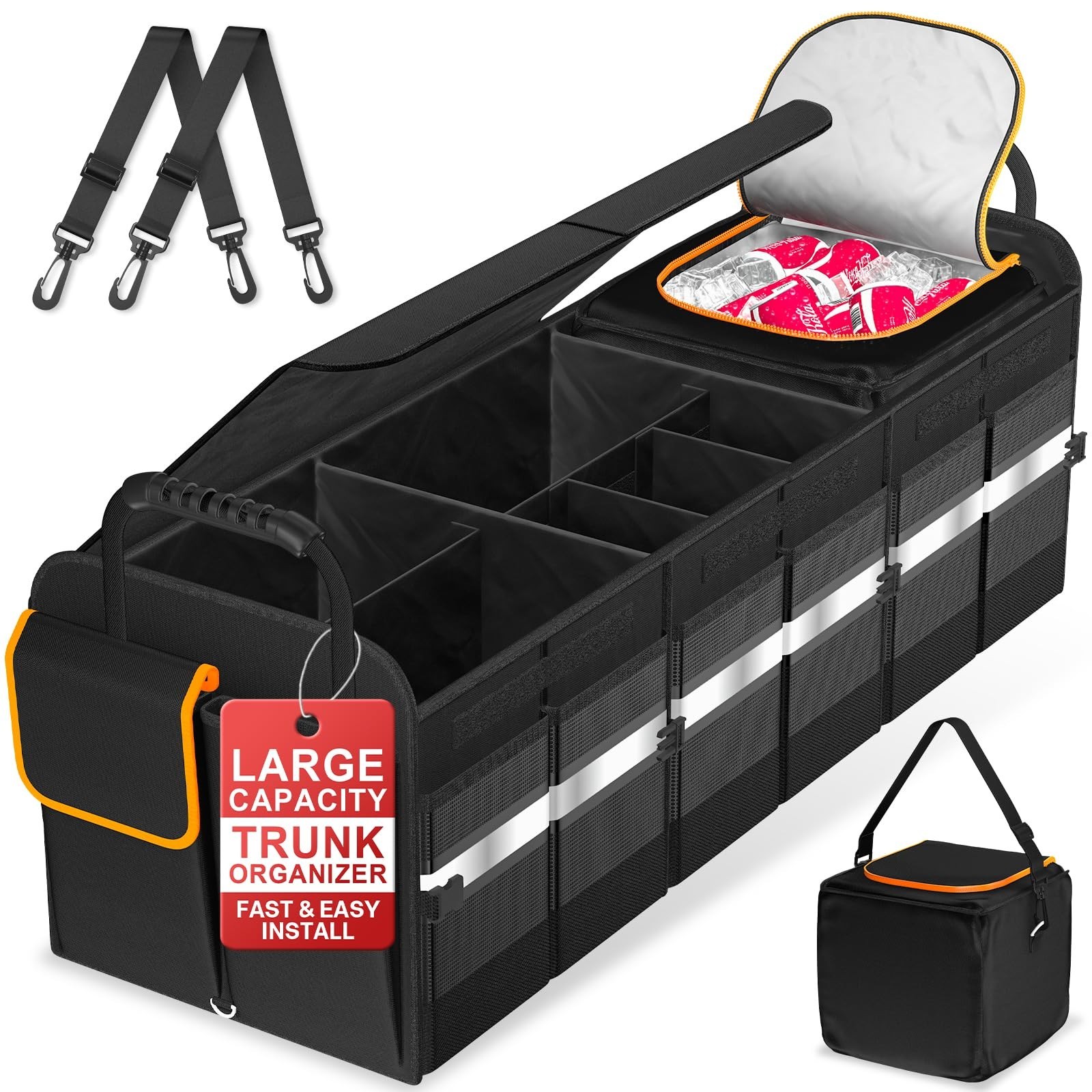 sevgili Trunk Organizer, 6-Compartment Car Organizer and Storage with Cooler ...