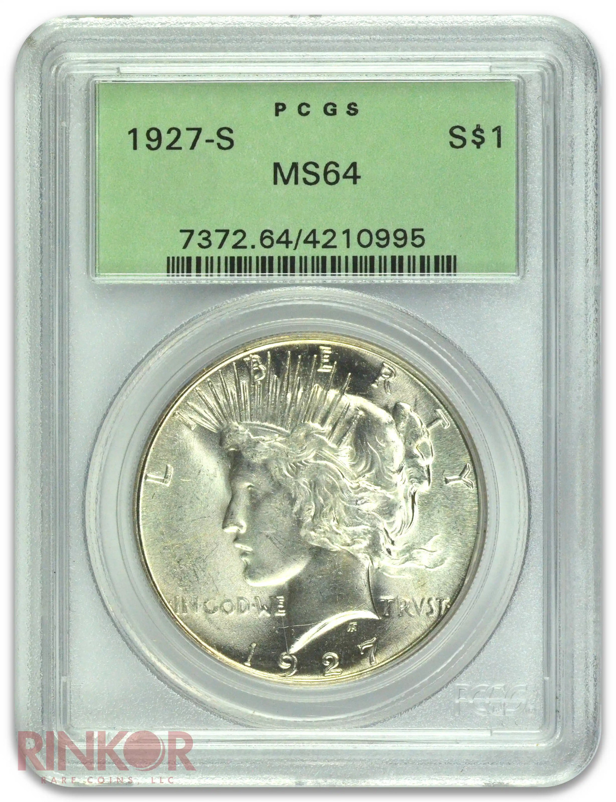 1927-S $1 Peace Dollar PCGS MS 64