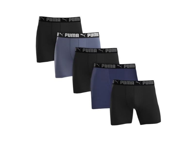 PUMA Men's Boxer Brief, 5 pack  Active Stretch Boxer Briefs Comfort Waistband