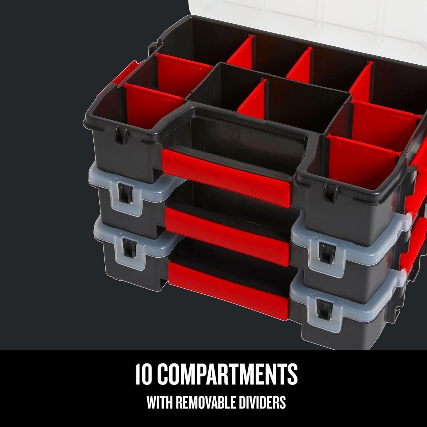 3-Pack Storage Organizer Small Parts Organizer with 10-Compartments Tool Box