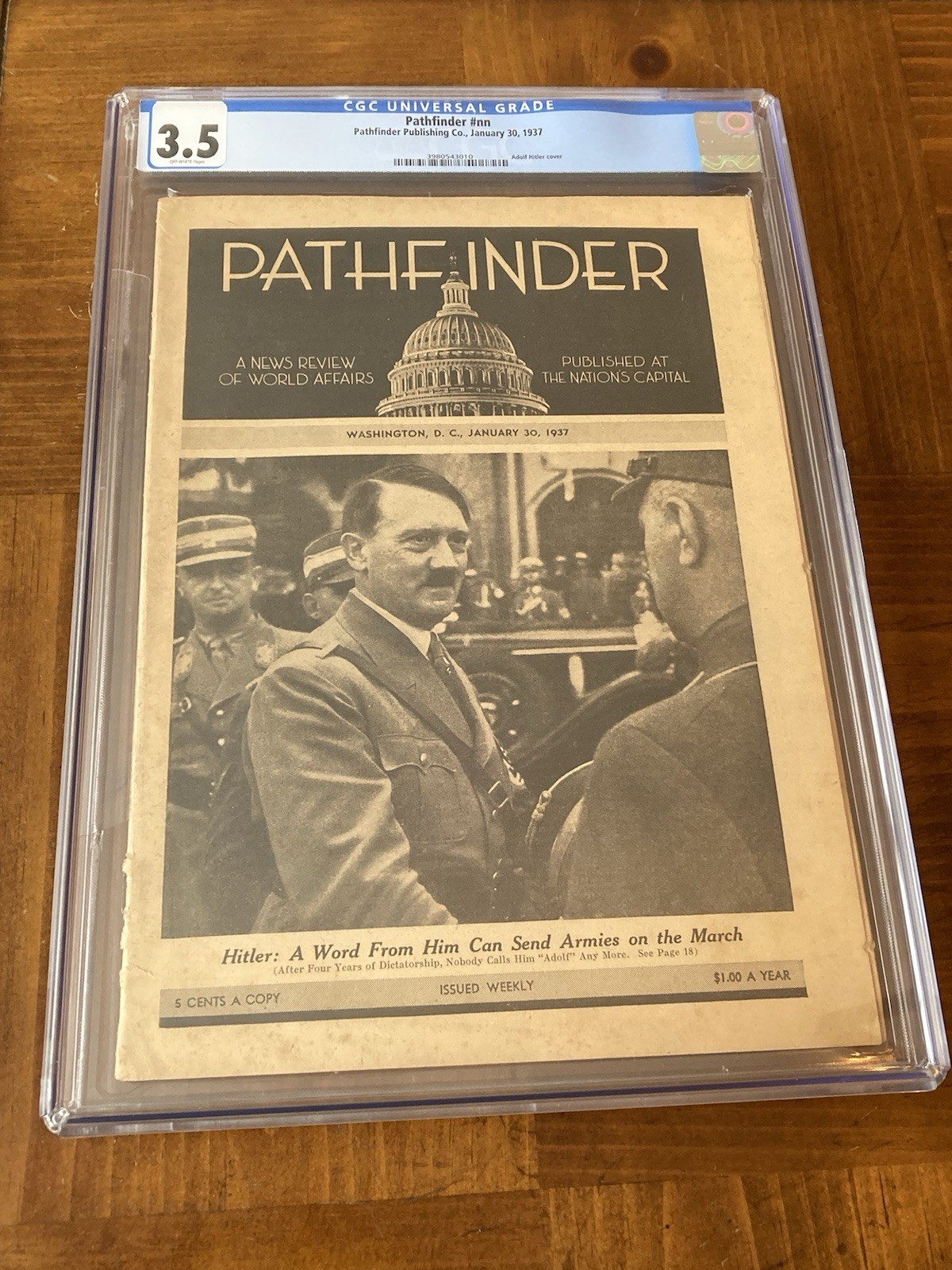 Adolf Hitler Pathfinder nn CGC 3.5 OW Pages (Pre-WWII 1937) + U.S. Capitol Bldg