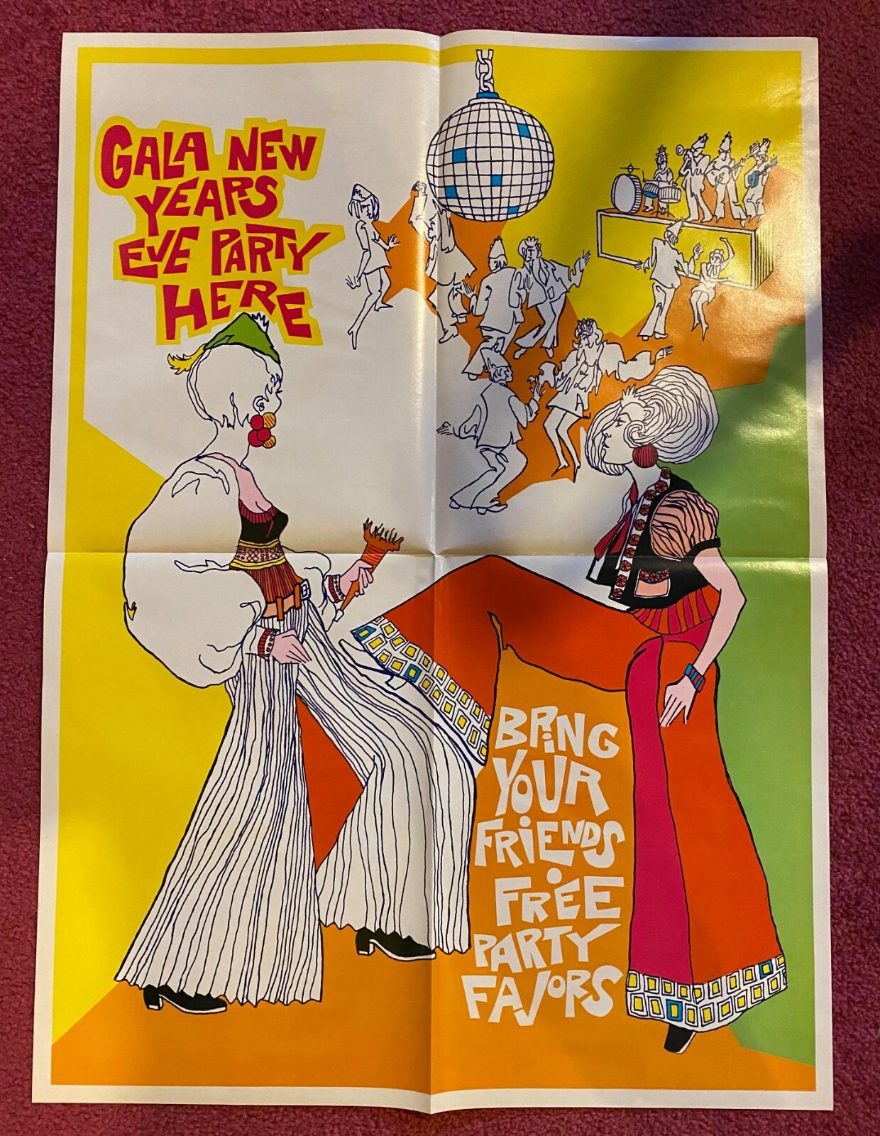 Vintage 1960's New Year's Eve Party Poster - 22" x 30" Unused Store Stock